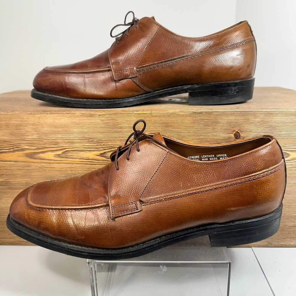 VTG Thom McAn Bootmaster Mens Leather Derby Shoes SZ 8.5 EEE Brown Made In USA